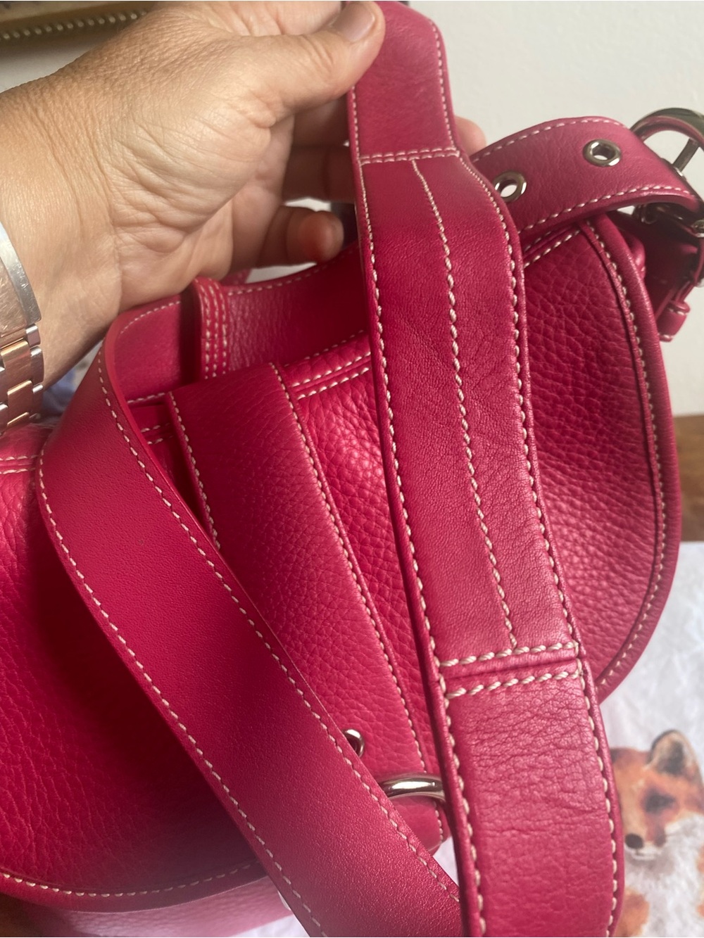 Coach Soho Pink Pebbled Leather Shoulder Bag Hobo EUC Adj Strap Y2K Buckle 4296 - Picture 6 of 10